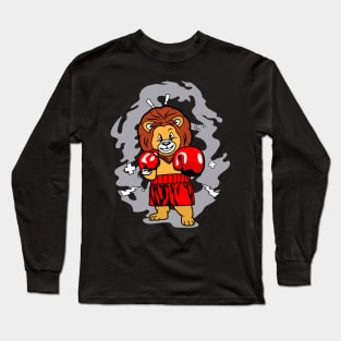 LION BOXING CARTOON Long Sleeve T-Shirt